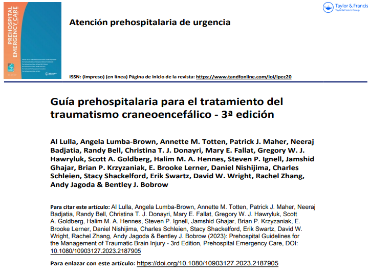 Tratamiento del traumatismo craneoencefálico Guía prehospitalaria.