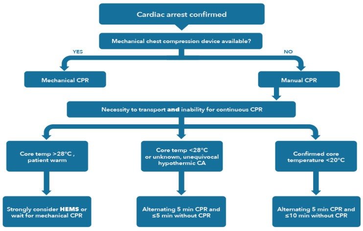 Algoritmo de RCP intermitente para pacientes con hipotermia grave